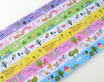 Origami Lucky Star Paper Strips Cute Cartoon Mixed Design Star Folding DIY - Pack of 120 Strips