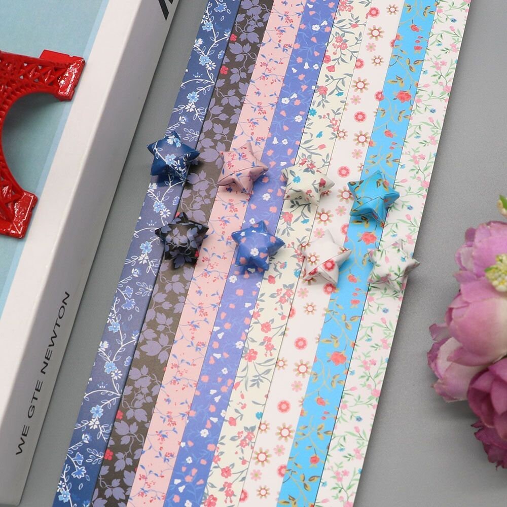 800 Sheets Origami Star Paper Strips - Pastel & Floral Lucky Star Folding Strips For DIY Crafts