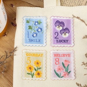 Flower Stamp Embroidered Patches Self Adhesive Patch Applique Shoes Backpack Decorating Clothes Accessory