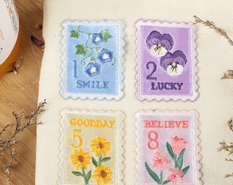 Flower Stamp Embroidered Patches Self Adhesive Patch Applique Shoes Backpack Decorating Clothes Accessory