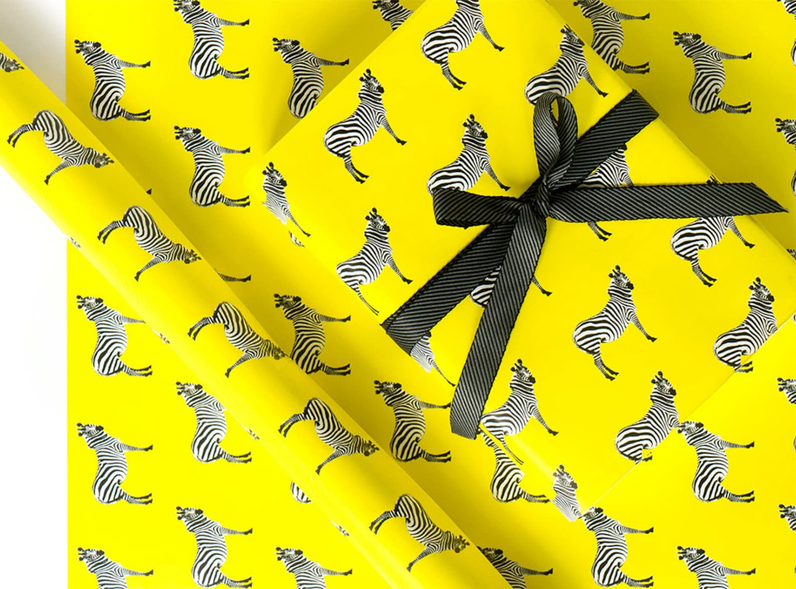 Yellow Zebra Wrapping Paperbirthday Gift Wrapcute Animal Etsy