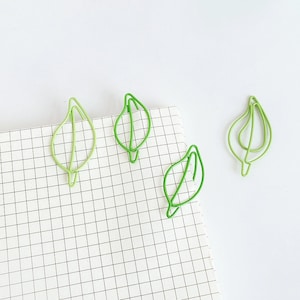 Green Leaf Paper Clips Bookmark Set Metal Foliage Bookmark Line Marker Planner Organizer - Set of 12 Pcs