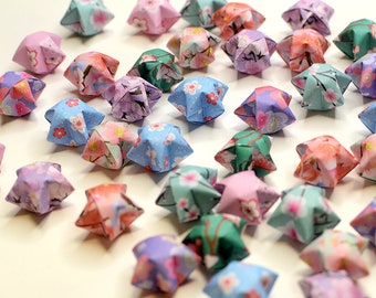 Cherry Blossom Origami Lucky Stars-Sakura Wishing Stars Party Supply Home Decor Gift Fillers Embellishment
