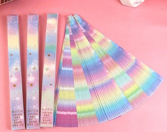 Pastel Galaxy Origami Lucky Star Paper Strips Star Folding DIY - Pack of 130 Strips