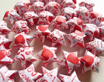 I Love You Sweet Hearts Origami Stars - Wishing Stars/Birthday Gift/Table Decor/Party Favor