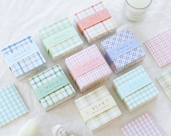 200 Sheets Small Size Pastel Checks Scrapbook Origami Square Paper Pack For Craft Project - 6cm x 6cm Plaid Background Paper Ver.1