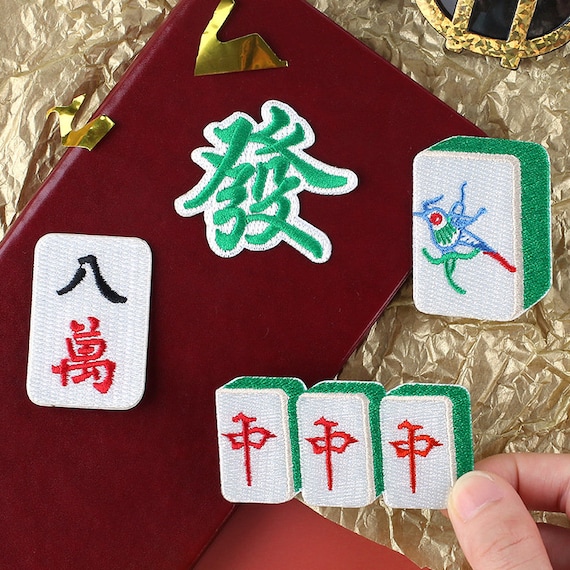 Chinese Mahjong Embroidered Patches Mahjong Sticker Self Adhesive Applique Shoes Backpack Decorating Clothes Accessory