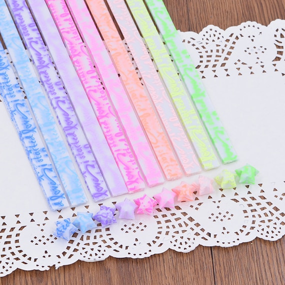 Gradient Pearlescent Floral Origami Lucky Star Paper Strips Pack