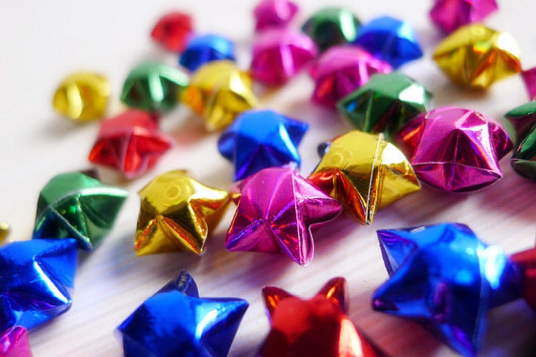Holographic Rainbow Origami Lucky Stars - Sparkling Gemstone Wishing ...