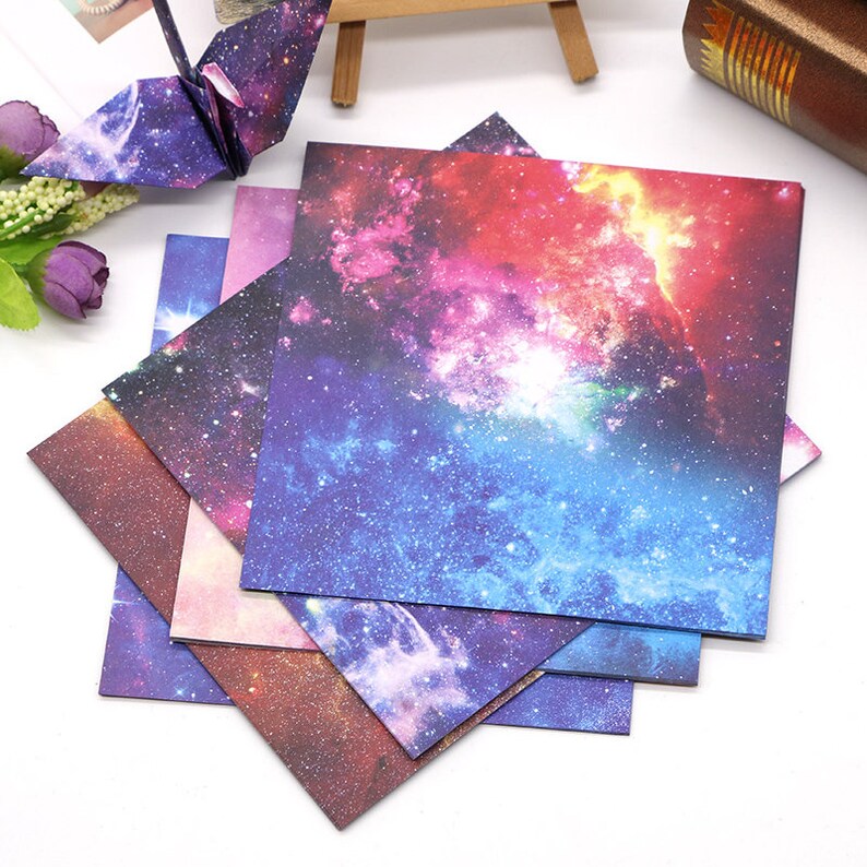 52 Sheets Double Sides Brilliant Galaxy Origami Square Paper Etsy