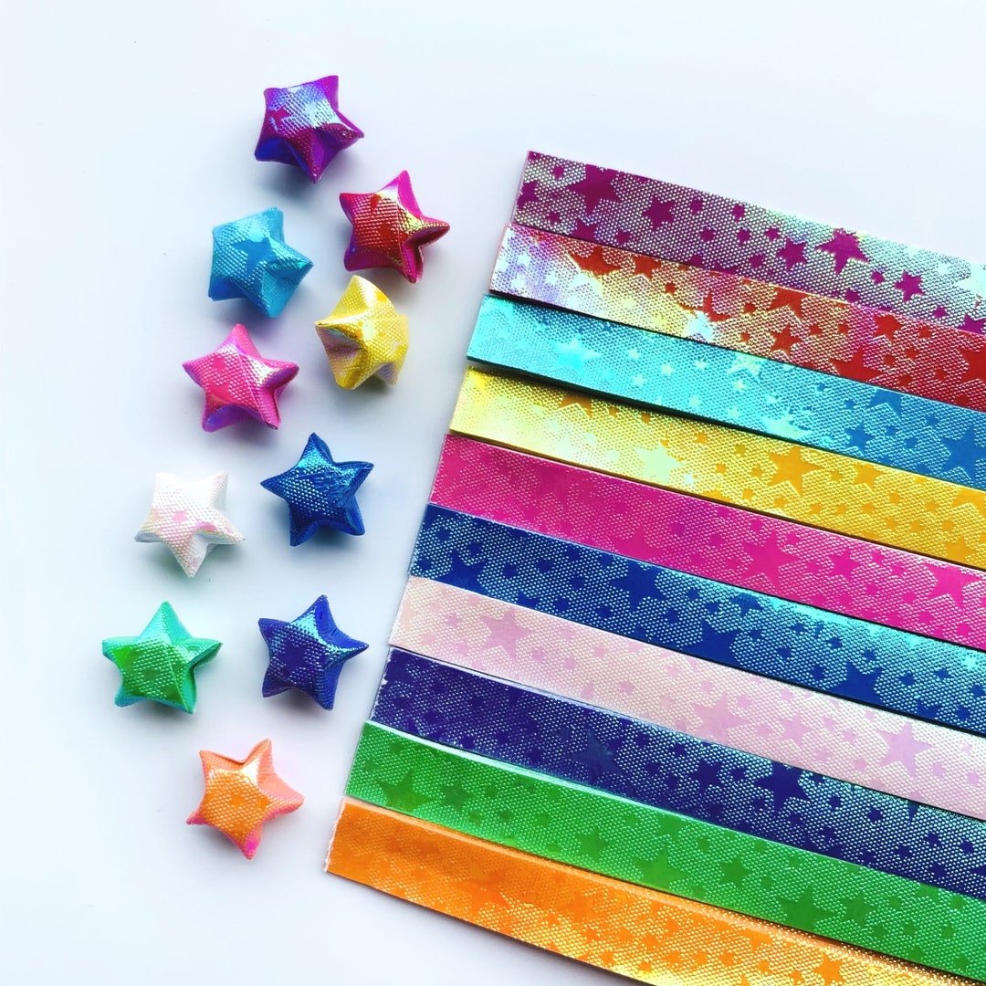 Pastel Origami Star Paper Strips, Star Folding Paper, Lucky Star