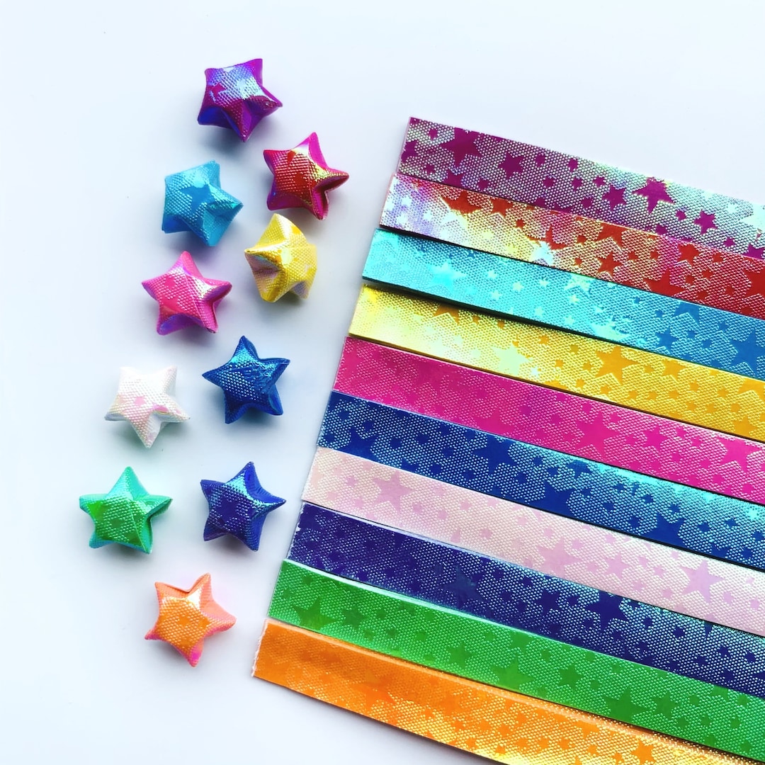 STRISCE DI CARTA stella origami glitter 200 pz pieghevoli fai da te