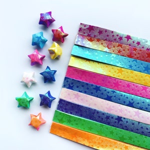 Pearlescent Twinkle Stars Origami Lucky Star Paper Strips Star Folding DIY - Pack of 90 Strips