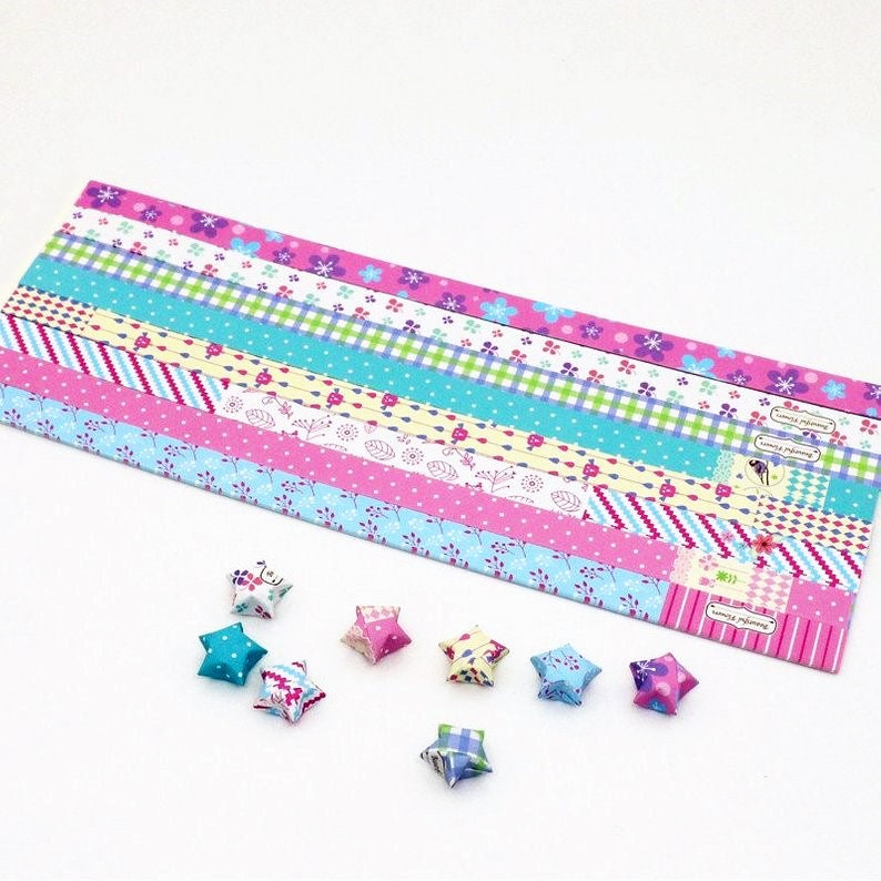 Pastel Mixed Origami Lucky Star Paper Strips Baby Shower Pack of
