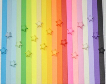 20 Colors Origami Lucky Star Paper Strips Rainbow Multicolor DIY - Pack of 100 Strips Custom Order Available