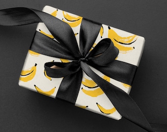 Bananpapper för födelsedagspresent, fruktinslagningsark, illustrerat presentpapper