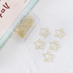 Star and Moon Paper Clips Bookmark Set Metal Cartoon Bookmark Line Marker Planner Organizer - Set of 10 Pcs