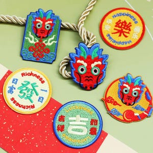 Chinese Dragon Embroidered Patches Loong Sticker Self Adhesive Applique Shoes Backpack Decorating Clothes Accessory