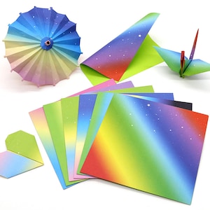 58 Sheets Gradient Origami Square Paper Pack For Origami Paper Project - 15cm x 15cm Doublesides Paper