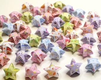 35 Sweet Dessert Origami Lucky Stars-Cute Wishing Stars Party Supply Home Decor Gift Filler Embellishment