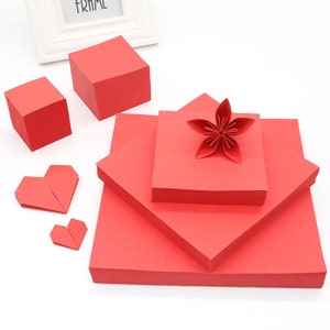 Romantico pacchetto di carta quadrata Origami rossa per gru di carta Origami pieghevole - Scegli la tua dimensione