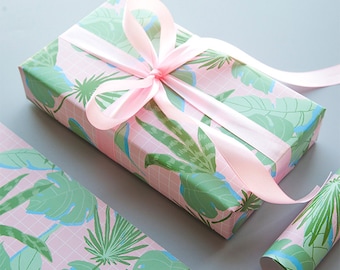 Tropical Plants Wrapping Paper,Wedding Gift Wrap,Green Leaves Wrapping Sheets,Holiday Gift Wrap