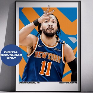 Póster de Jaylen Brunson de los New York Knicks, arte de pared de baloncesto, descarga digital — Impresión de baloncesto de los Knicks, decoración deportiva moderna, regalo de baloncesto