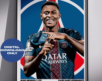 Nuno Mendes Digitales Poster druckbare Fußball Wandkunst, Instant Download