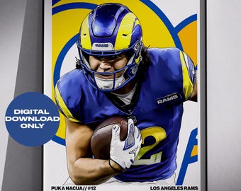 Puca Nacua Fußball Digitales Poster druckbare Fußball Wandkunst, Sofort Download