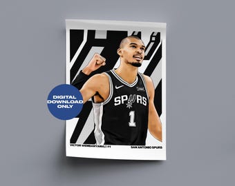 Victor Wembanyama Basketball Digitales Poster druckbare Basketball-Wandkunst, Sofortdownload