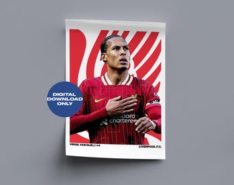 Virgil van Djerk Digital Poster druckbare Fußball Wandkunst, Sofort Download