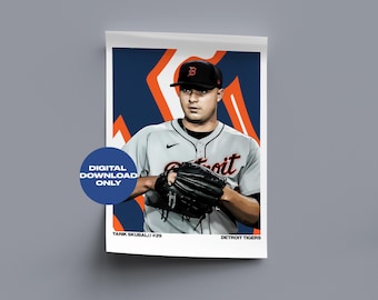 Tarik Skubal Baseball Digitales Poster druckbare Baseball Wandkunst, Sofort Download