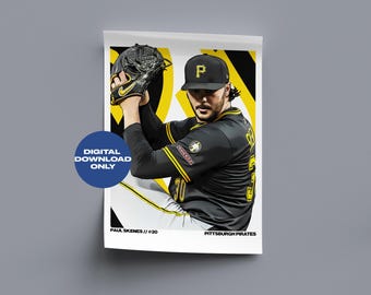 Paul Skenes Baseball Digitales Poster druckbare Baseball Wandkunst, Sofort Download