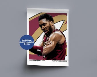 Donovan Mitchell Basketball Digitales Poster druckbare Basketball Wandkunst, Sofort Download
