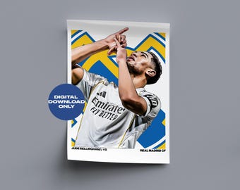 Jude Bellingham Fußball Digitales Poster druckbare Fußball-Wandkunst, Instant Download