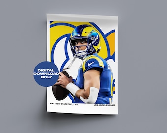 Mattitew Stafford Fußball Digitales Poster druckbare Fußball Wandkunst, Instant Download