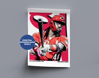 Elly Delacruz Baseball Digitales Poster druckbare Baseball Wandkunst, Sofort Download