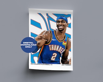 Shai Gilgeous-Alexander Basketball Digitales Poster druckbare Basketball-Wandkunst, Sofortdownload