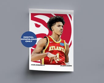 Jalen Johnson Basketball Digitales Poster druckbare Basketball-Wandkunst, Sofort Download