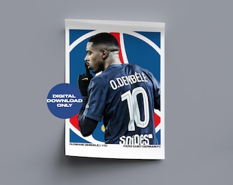 Ousmane Dembele Digitales Poster druckbare Fußball Wandkunst, Instant Download