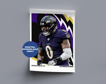 Roquan Smith Fußball Digitales Poster druckbare Fußball-Wandkunst, Sofort Download