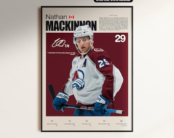 Poster di Nathan MacKinnon, NHL Wall Art, stampa di hockey Colorado Avalanche, download digitale, opera d'arte dell'Elite Center, decorazioni per la sala sportiva, Nate Art