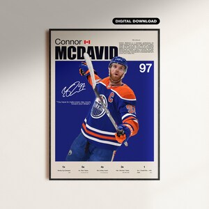 Connor McDavid Poster, NHL Wall Art, Oilers Hockey Print, Digital Download, Hockey Superstar Artwork, Sports Room Decor Gift, NHL Poster.