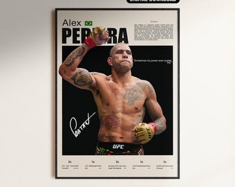 Póster de Alex Pereira, arte mural de la UFC, impresión de póster de MMA, decoración de deportes de combate, descarga digital, impresión digital de Alex Pereira, póster de la UFC