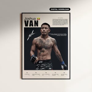 Póster de Joshua Van, arte mural de la UFC, impresión de luchador de MMA, descarga digital, decoración de campeón de la UFC, impresión digital de Joshua Van, póster de MMA, The Fearless