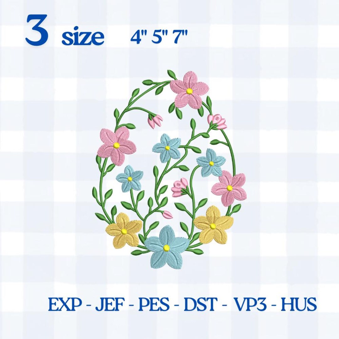 Easter Egg Embroidery, Floral Easter Egg Machine Embroidery Design ...