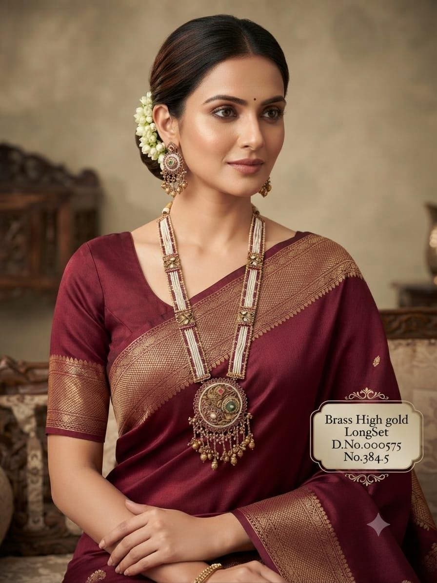 Handcrafted Gold Plated Rani Haar Necklace Set, Ruby Emerald Stones,…
