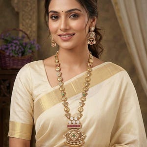 Exquisite Gold-Plated Long Rani Haar Necklace Set with Meenakari Work | Traditional Indian Heritage Jewelry |