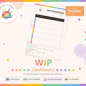 Crochet WIP Dashboard Printable | Works in Progress Tracker | Project Status Priority | PDF Instant Download