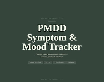 PMDD Symptom Tracker Printable | Hormonal Mood Log | Luteal Phase Tracker | Period Mental Health Journal | Instant Download A4 PDF